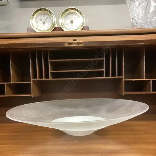 Large Frosted & White Art Glass Bowl. 9 x 47cm